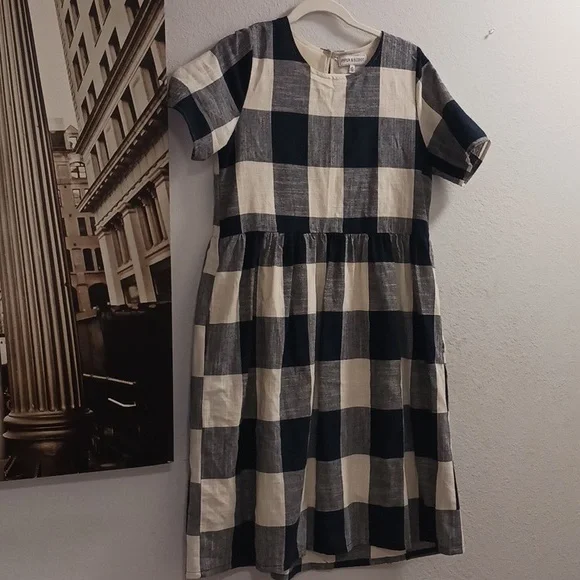 Womens Checkered Dress - Blue and White - Picture 5 of 8